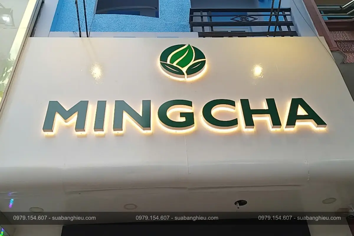 Bảng Hiệu Đèn Led Meca Chữ Nổi Sáng Chân Mingcha Tea & Coffee