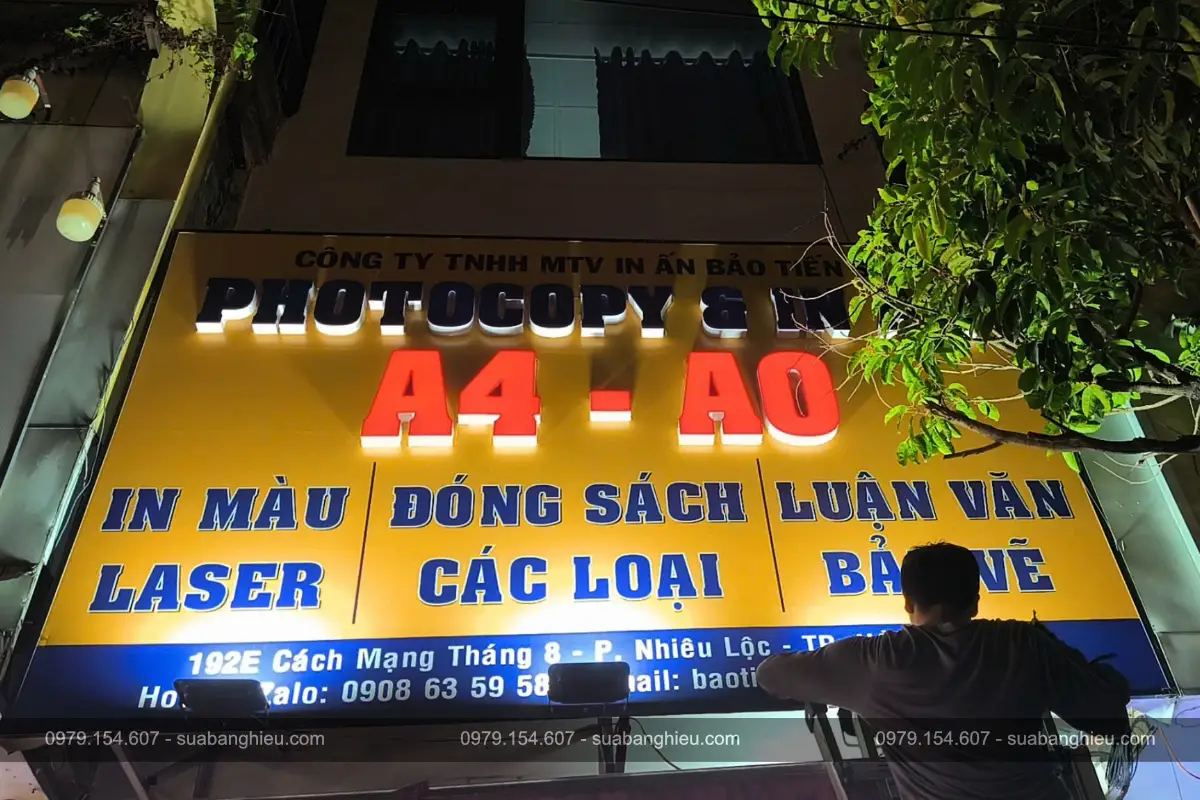 Bảng Hiệu Meca Chữ Nội Tiệm Photocopy Và In Ấn Bảo Tiến